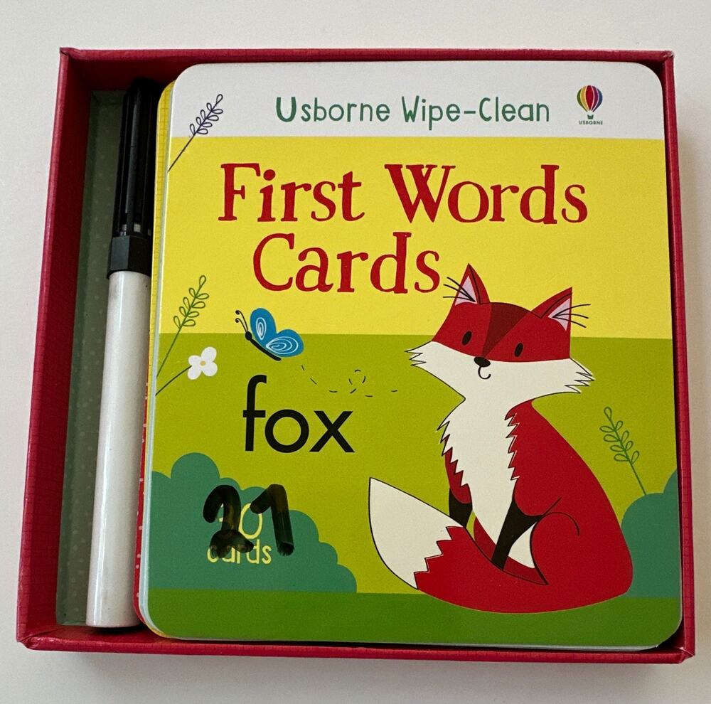 Usborne Wipe-Clean First Words Cards Box Set w/ Pen, 27 Words, Age 3-4